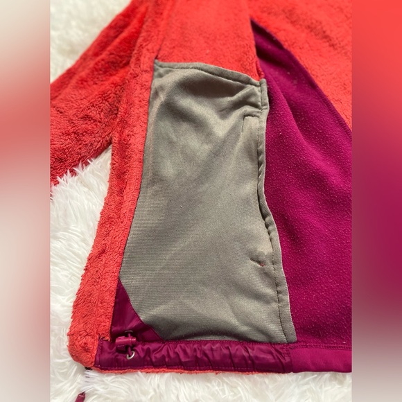 The North Face Jacket Womens S Red Pink Tech Osito Full Zip Fleece Cozy Furry - Picture 3 of 12